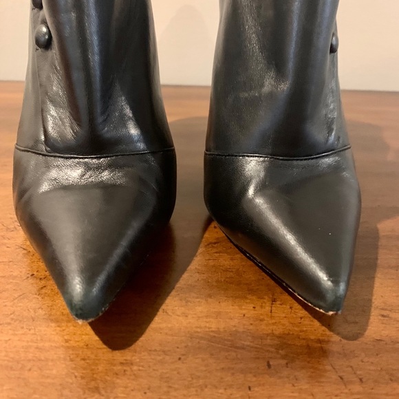 Elizabeth and James Pointed Toe Black Stiletto Heel Bootie - Picture 8 of 11